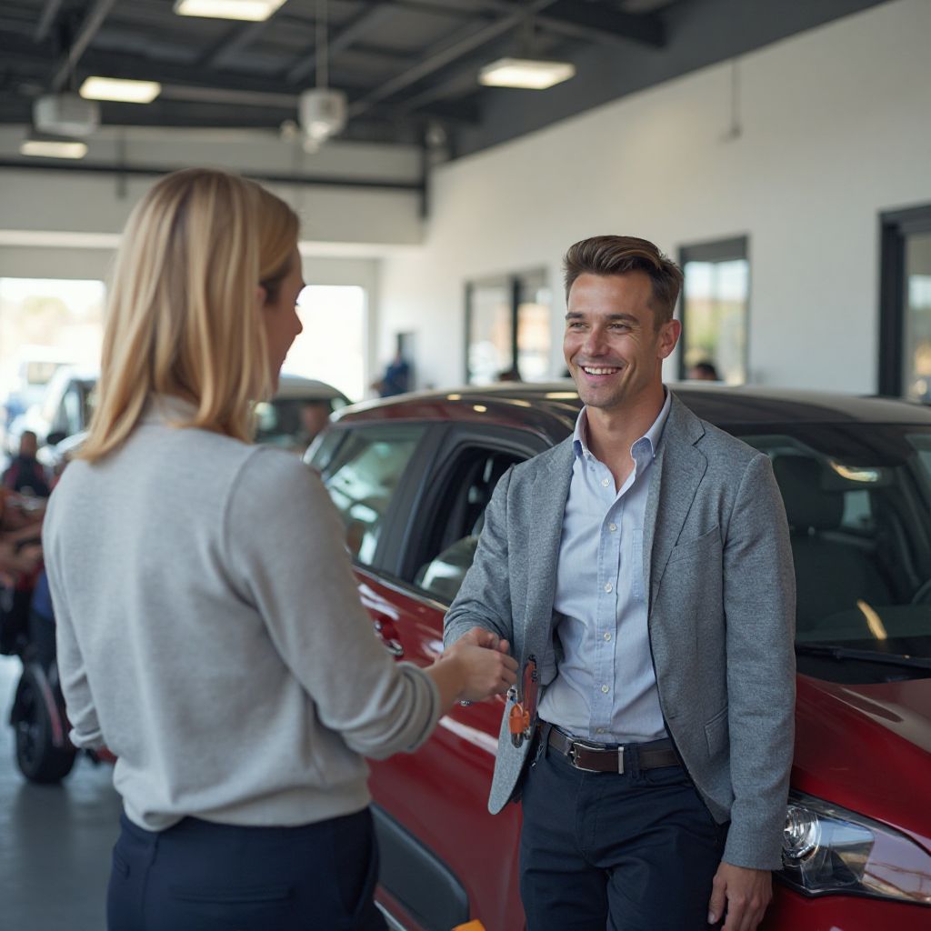 Clientes recibiendo vehículo