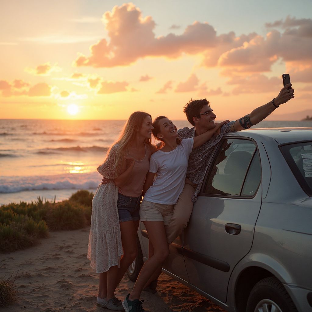 Familia en viaje por la costa argentina